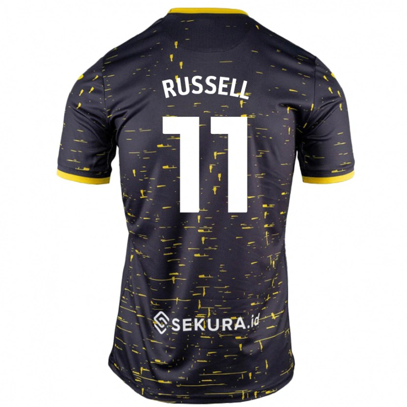 Danxen Kinderen Rebecca Russell #11 Zwart Geel Uitshirt Uittenue 2024/25 T-Shirt