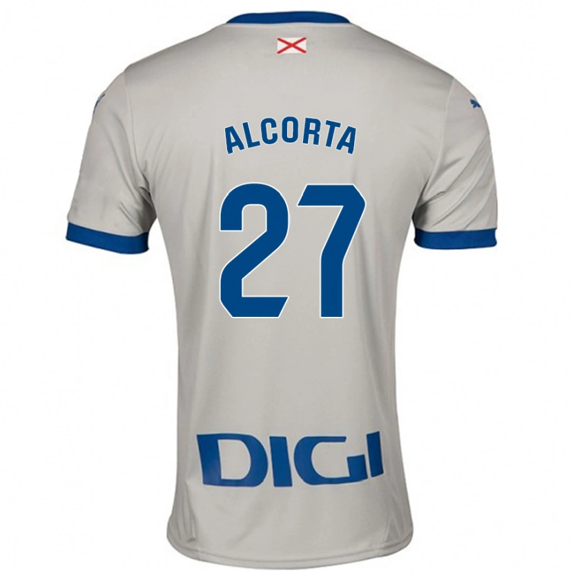 Danxen Kinderen Alaitz Alcorta #27 Lichtgrijs Uitshirt Uittenue 2024/25 T-Shirt