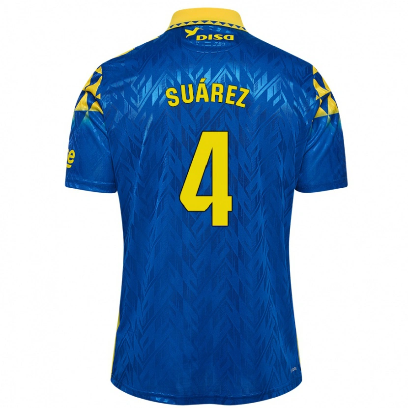 Danxen Kinderen Alex Suárez #4 Blauw Geel Uitshirt Uittenue 2024/25 T-Shirt