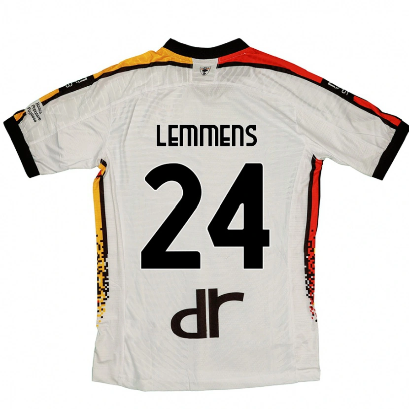 Danxen Kinderen Mats Lemmens #24 Wit Zwart Uitshirt Uittenue 2024/25 T-Shirt