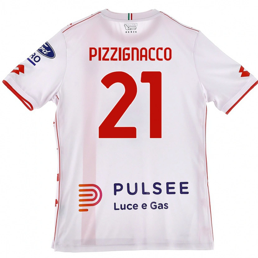 Danxen Kinderen Semuel Pizzignacco #21 Wit Rood Uitshirt Uittenue 2024/25 T-Shirt