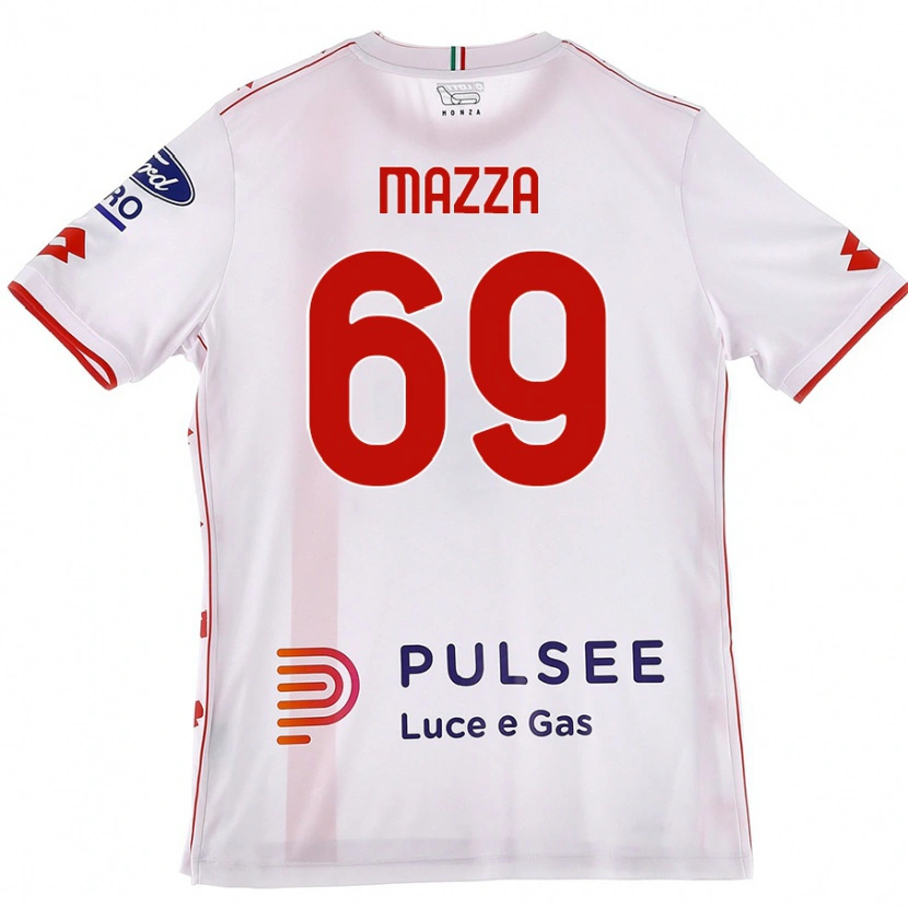 Danxen Kinderen Andrea Mazza #69 Wit Rood Uitshirt Uittenue 2024/25 T-Shirt