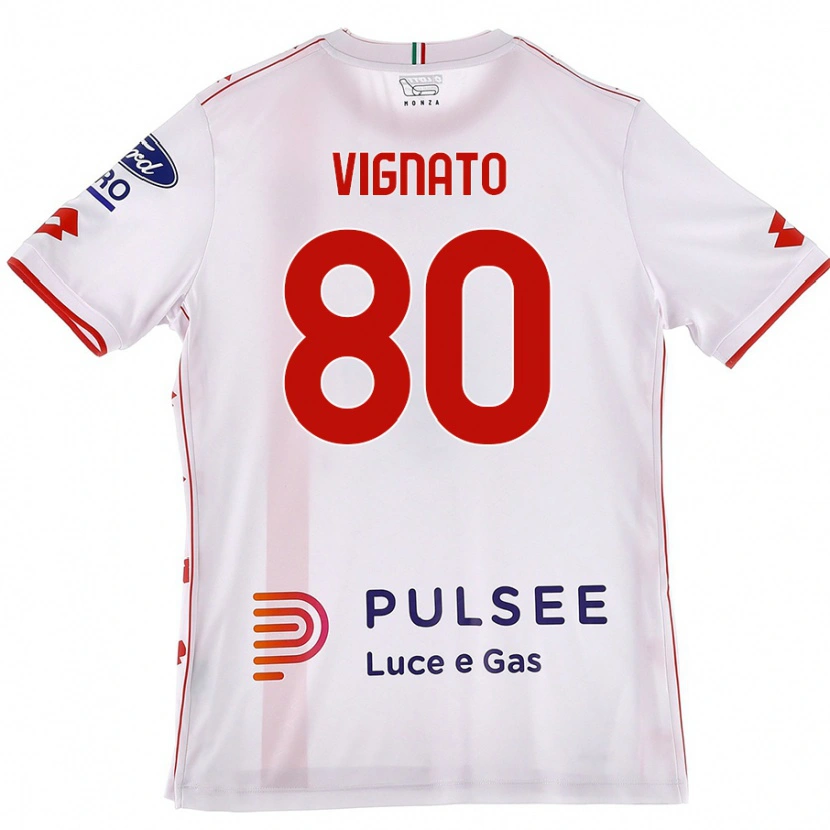 Danxen Kinderen Samuele Vignato #80 Wit Rood Uitshirt Uittenue 2024/25 T-Shirt