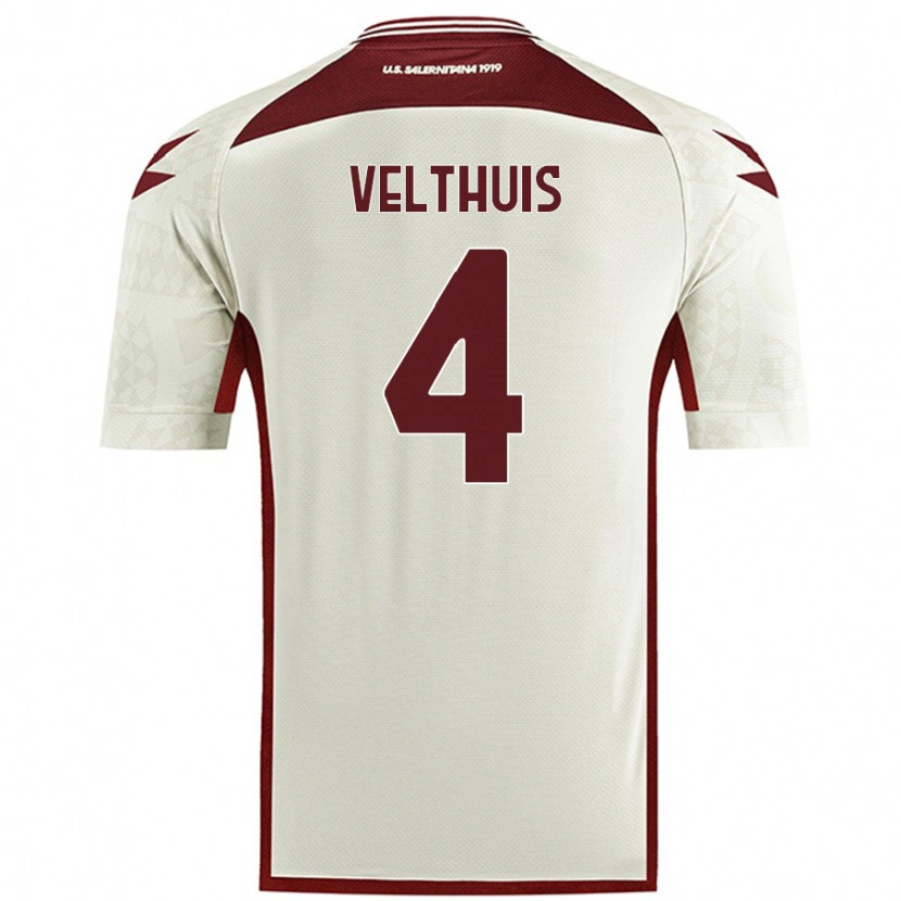Danxen Kinderen Tijs Velthuis #4 Crèmekleur Uitshirt Uittenue 2024/25 T-Shirt