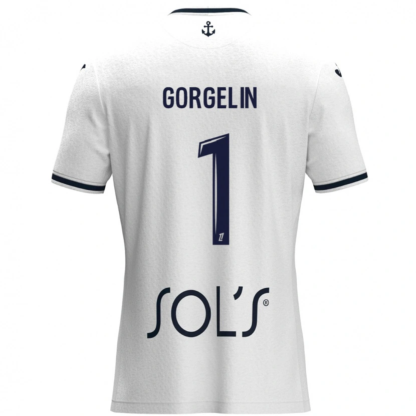 Danxen Kinderen Mathieu Gorgelin #1 Wit Donkerblauw Uitshirt Uittenue 2024/25 T-Shirt