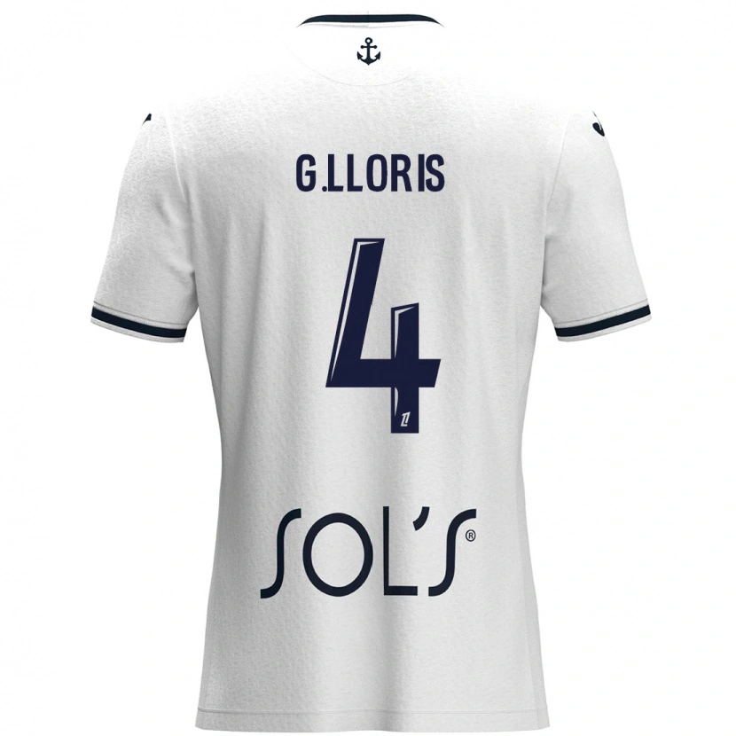 Danxen Kinderen Gautier Lloris #4 Wit Donkerblauw Uitshirt Uittenue 2024/25 T-Shirt