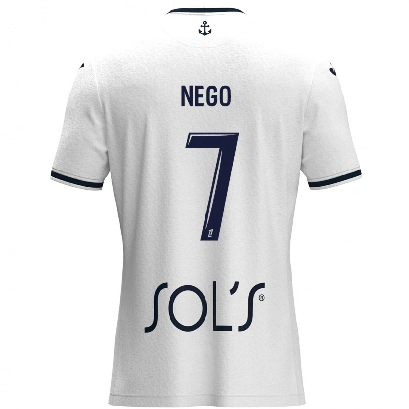 Danxen Kinderen Loïc Nego #7 Wit Donkerblauw Uitshirt Uittenue 2024/25 T-Shirt