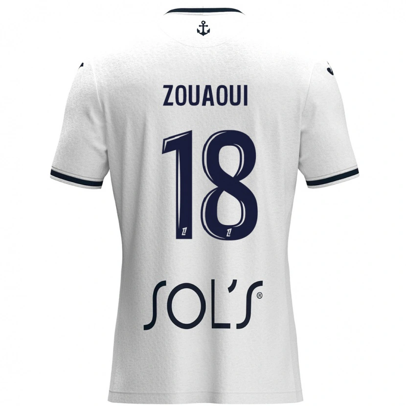 Danxen Kinderen Yanis Zouaoui #18 Wit Donkerblauw Uitshirt Uittenue 2024/25 T-Shirt