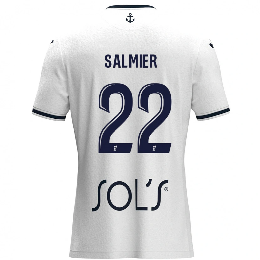 Danxen Kinderen Yoann Salmier #22 Wit Donkerblauw Uitshirt Uittenue 2024/25 T-Shirt