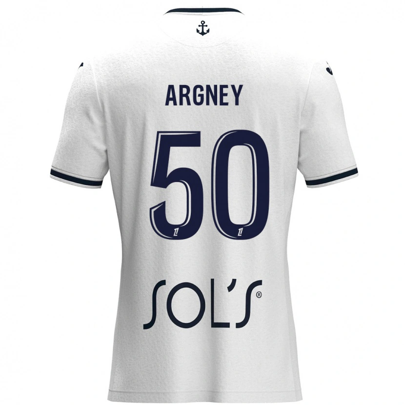 Danxen Kinderen Paul Argney #50 Wit Donkerblauw Uitshirt Uittenue 2024/25 T-Shirt