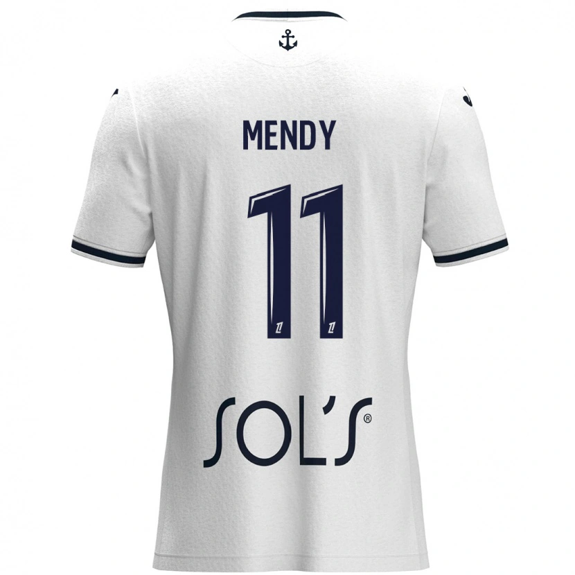 Danxen Kinderen Mélinda Mendy #11 Wit Donkerblauw Uitshirt Uittenue 2024/25 T-Shirt