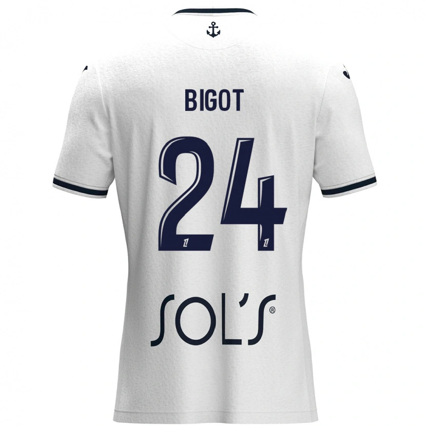 Danxen Kinderen Maureen Bigot #24 Wit Donkerblauw Uitshirt Uittenue 2024/25 T-Shirt