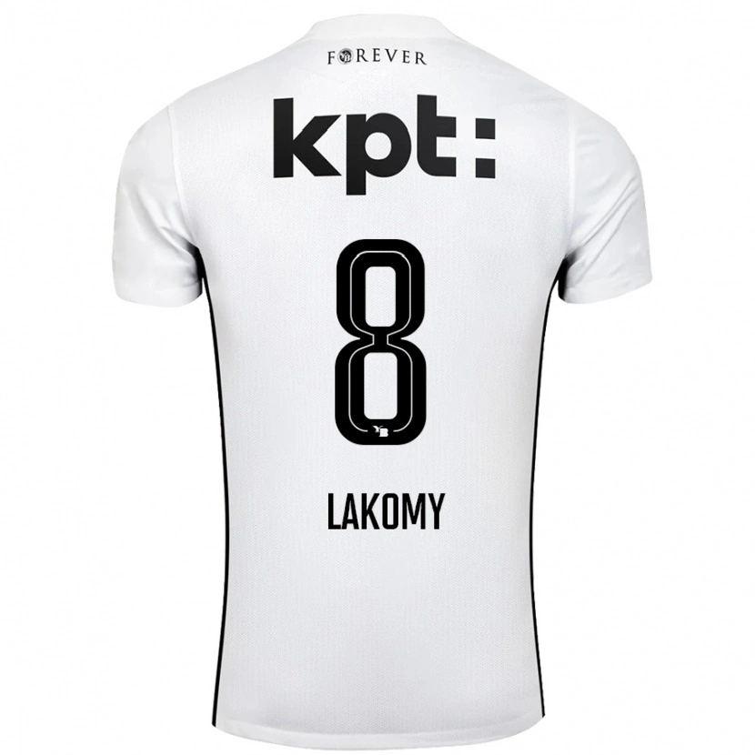 Danxen Kinderen Lukasz Lakomy #8 Wit Zwart Uitshirt Uittenue 2024/25 T-Shirt