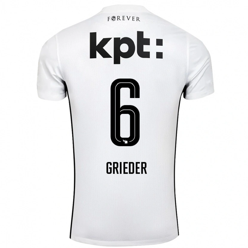 Danxen Kinderen Lionel Grieder #6 Wit Zwart Uitshirt Uittenue 2024/25 T-Shirt