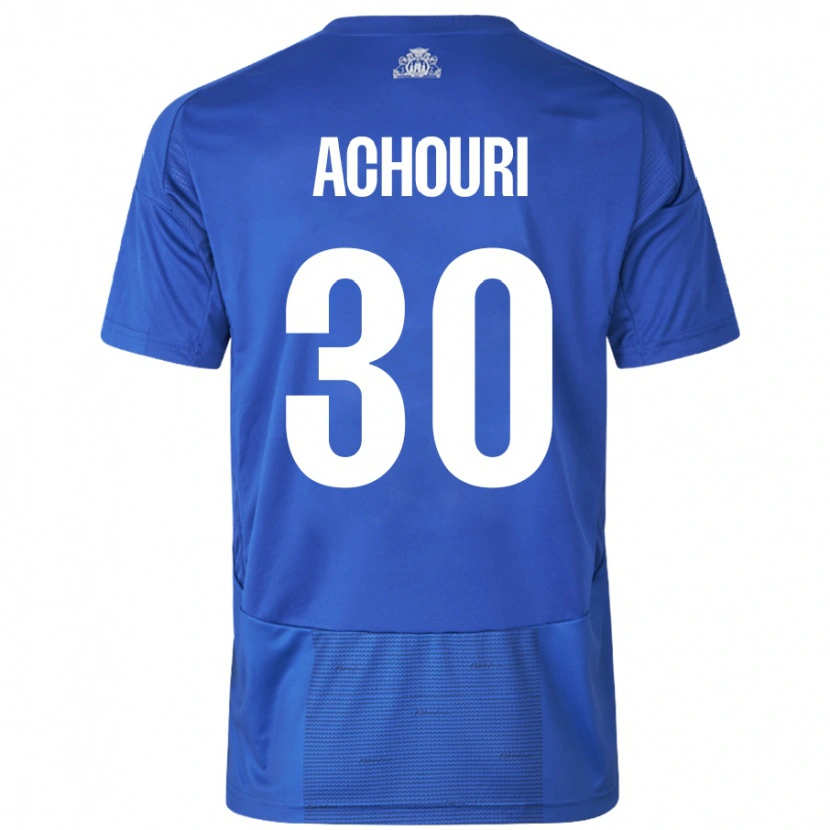 Danxen Kinderen Elias Achouri #30 Wit Blauw Uitshirt Uittenue 2024/25 T-Shirt