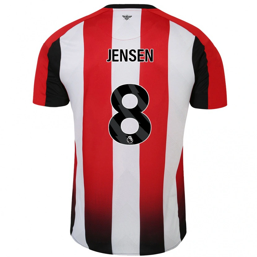 Danxen Heren Mathias Jensen #8 Rood Wit Thuisshirt Thuistenue 2024/25 T-Shirt