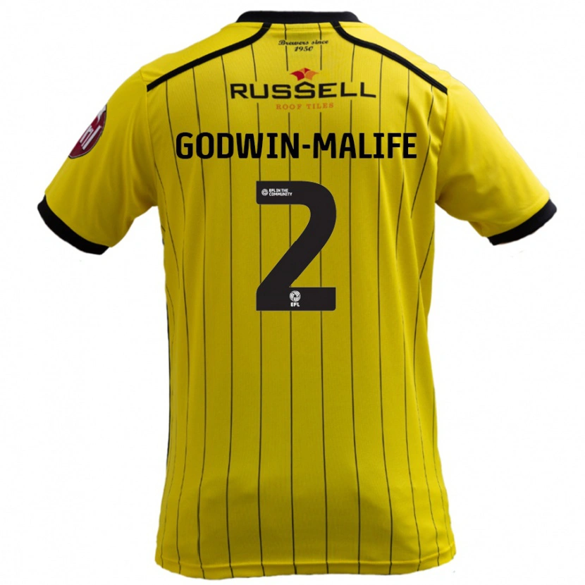 Danxen Heren Udoka Godwin-Malife #2 Geel Thuisshirt Thuistenue 2024/25 T-Shirt