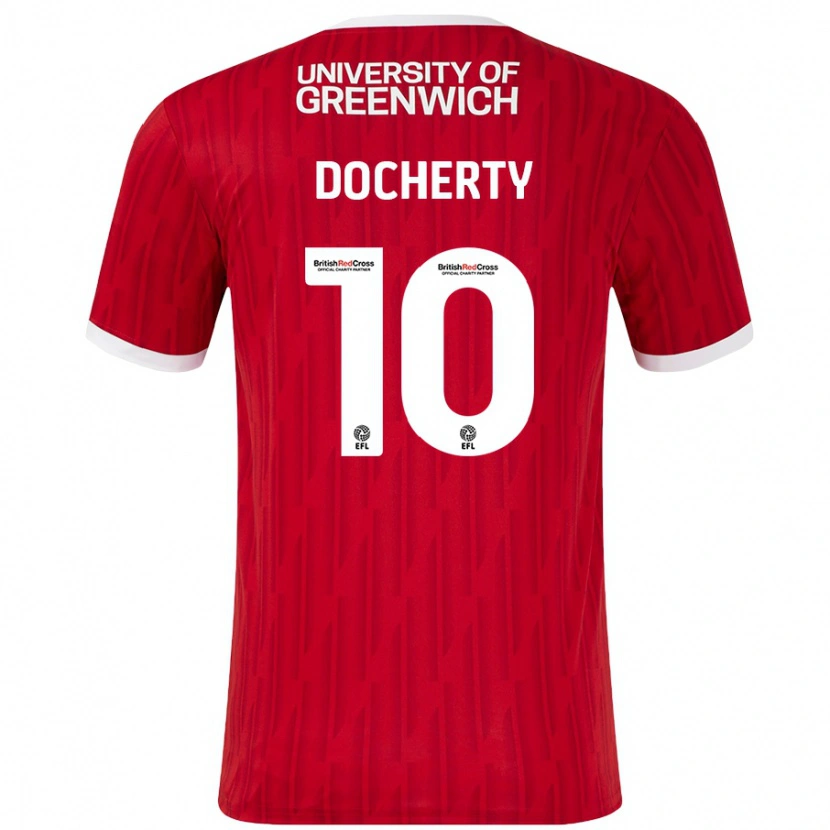 Danxen Heren Greg Docherty #10 Rood Wit Thuisshirt Thuistenue 2024/25 T-Shirt