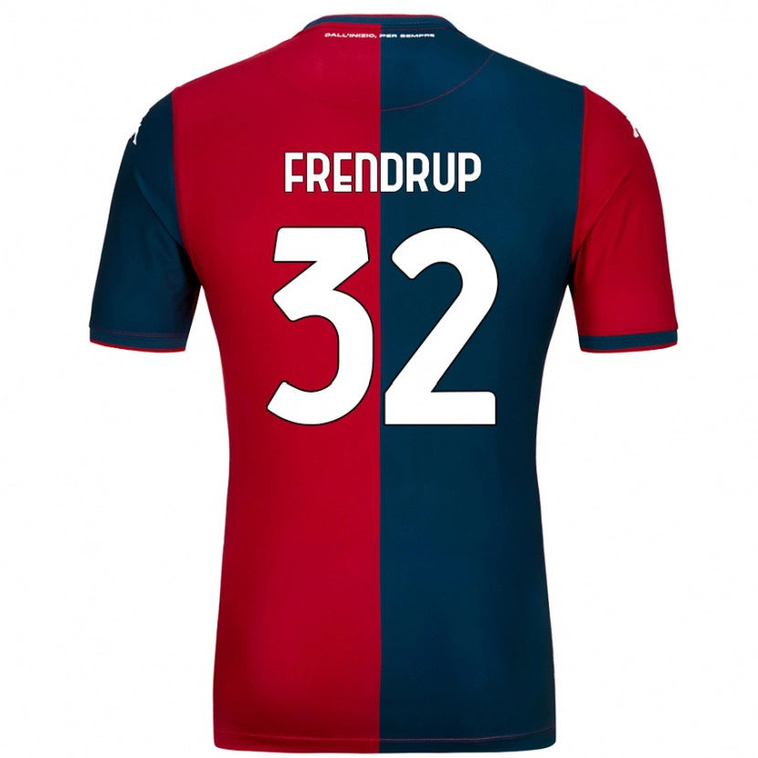 Danxen Heren Morten Frendrup #32 Rood Donkerblauw Thuisshirt Thuistenue 2024/25 T-Shirt
