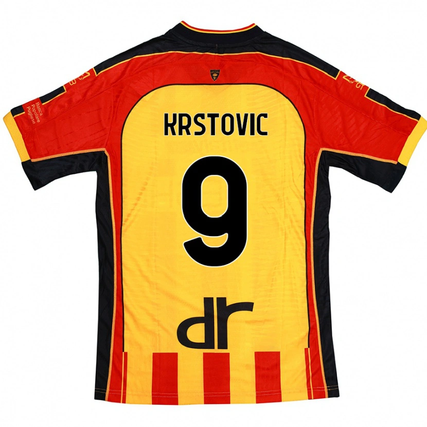 Danxen Heren Nikola Krstovic #9 Geel Rood Thuisshirt Thuistenue 2024/25 T-Shirt