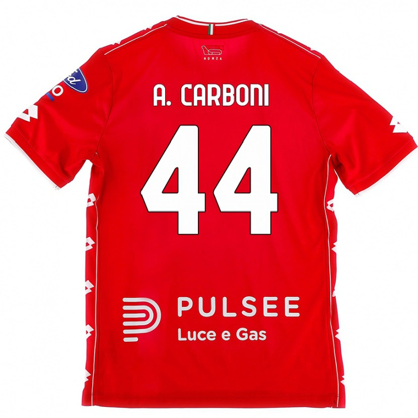 Danxen Heren Andrea Carboni #44 Rood Wit Thuisshirt Thuistenue 2024/25 T-Shirt