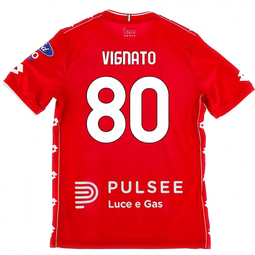 Danxen Heren Samuele Vignato #80 Rood Wit Thuisshirt Thuistenue 2024/25 T-Shirt