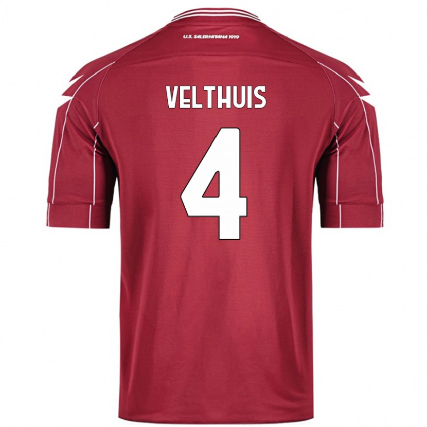 Danxen Heren Tijs Velthuis #4 Bordeauxrood Thuisshirt Thuistenue 2024/25 T-Shirt