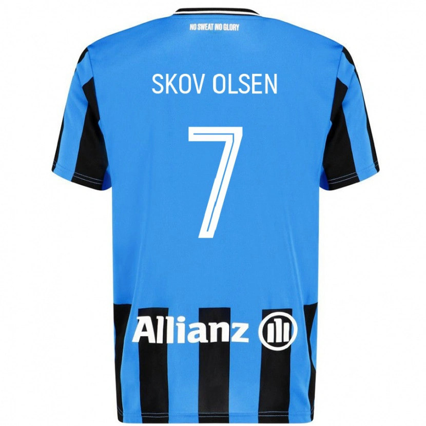 Danxen Heren Andreas Skov Olsen #7 Hemelsblauw Zwart Thuisshirt Thuistenue 2024/25 T-Shirt