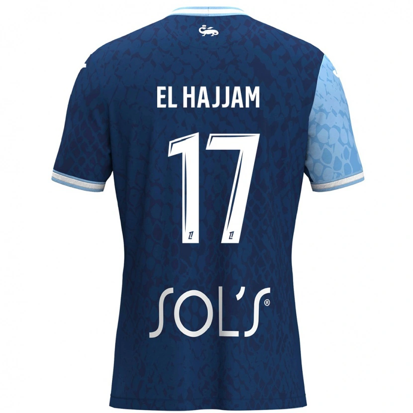Danxen Heren Oualid El Hajjam #17 Hemelsblauw Donkerblauw Thuisshirt Thuistenue 2024/25 T-Shirt
