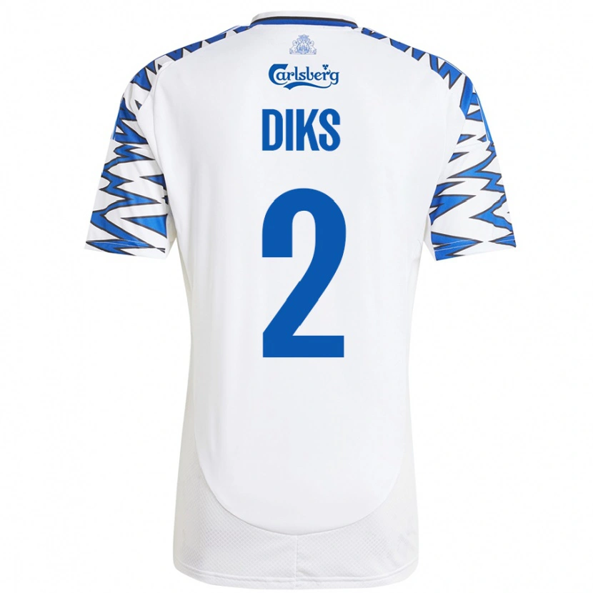 Danxen Heren Kevin Diks #2 Wit Hemelsblauw Thuisshirt Thuistenue 2024/25 T-Shirt