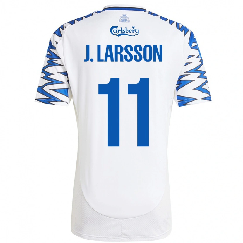 Danxen Heren Jordan Larsson #11 Wit Hemelsblauw Thuisshirt Thuistenue 2024/25 T-Shirt