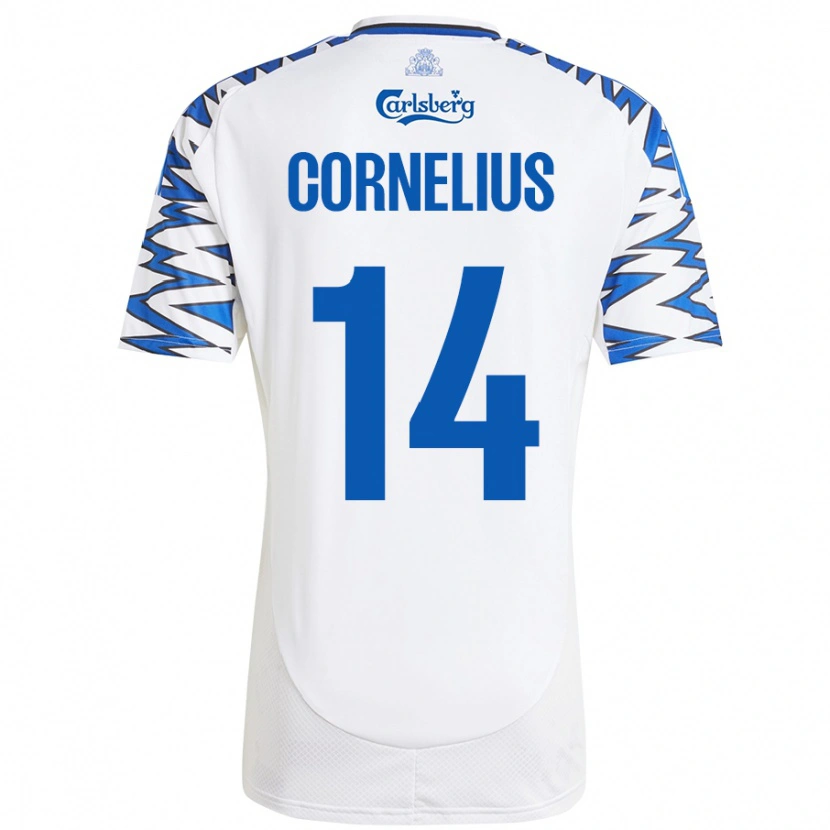 Danxen Heren Andreas Cornelius #14 Wit Hemelsblauw Thuisshirt Thuistenue 2024/25 T-Shirt