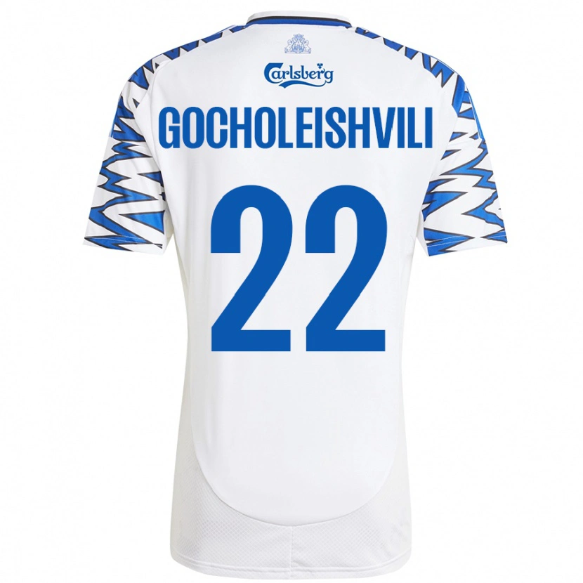Danxen Heren Giorgi Gocholeishvili #22 Wit Hemelsblauw Thuisshirt Thuistenue 2024/25 T-Shirt