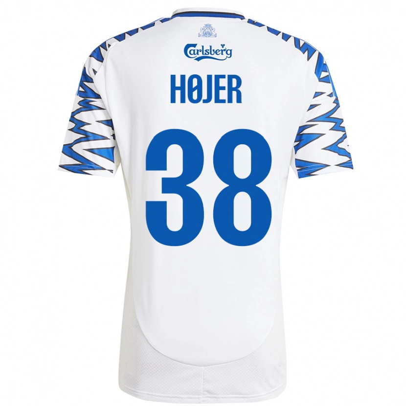 Danxen Heren Oliver Højer #38 Wit Hemelsblauw Thuisshirt Thuistenue 2024/25 T-Shirt