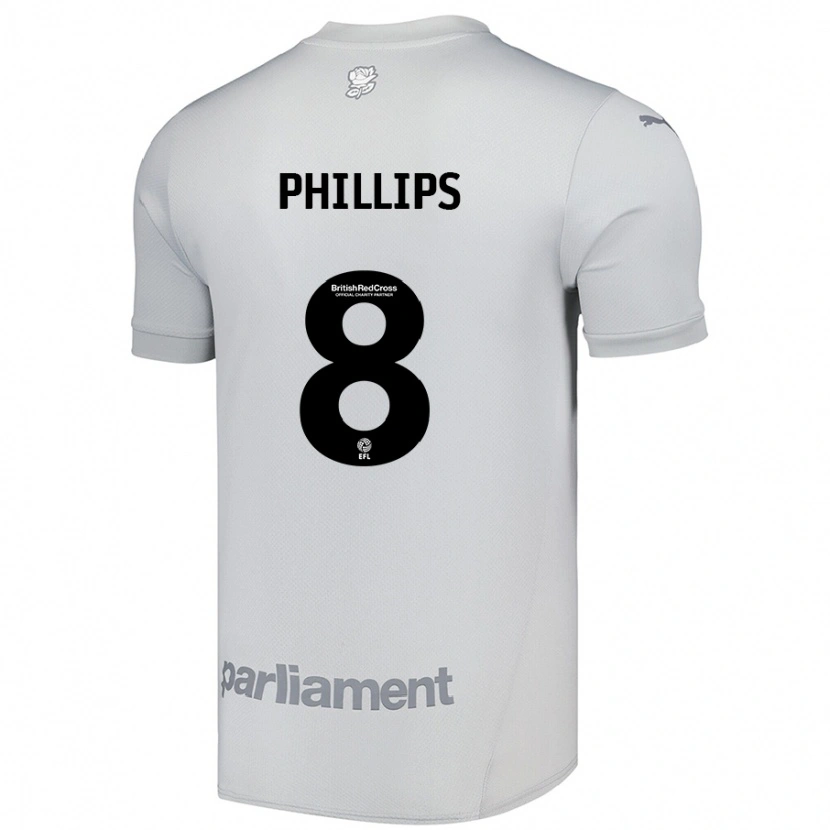 Danxen Heren Adam Phillips #8 Zilvergrijs Uitshirt Uittenue 2024/25 T-Shirt