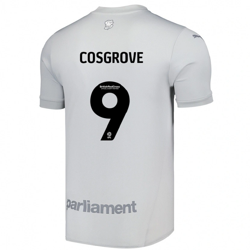 Danxen Heren Sam Cosgrove #9 Zilvergrijs Uitshirt Uittenue 2024/25 T-Shirt