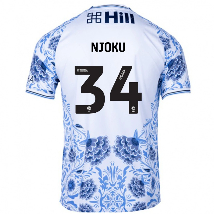 Danxen Heren Brandon Njoku #34 Wit Blauw Uitshirt Uittenue 2024/25 T-Shirt
