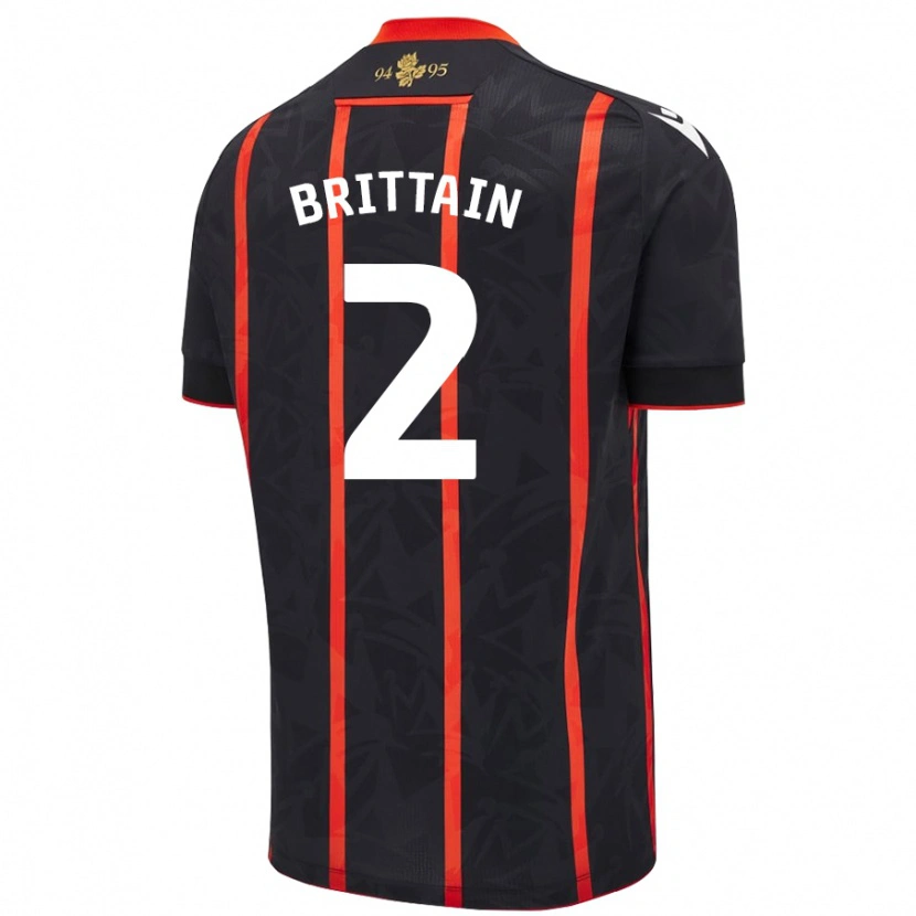 Danxen Heren Callum Brittain #2 Zwart Rood Uitshirt Uittenue 2024/25 T-Shirt