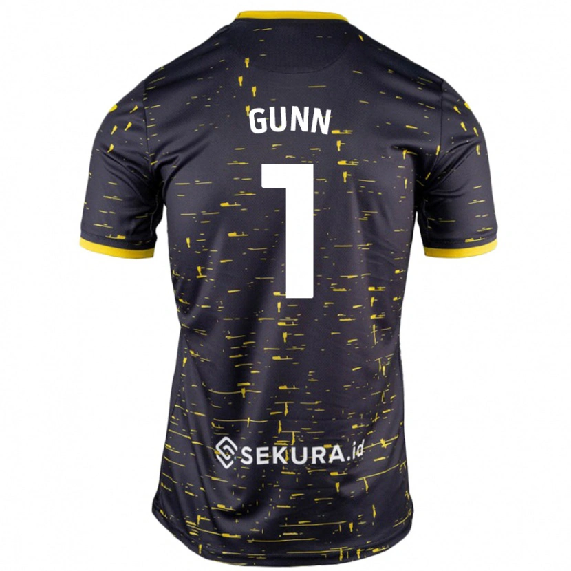 Danxen Heren Angus Gunn #1 Zwart Geel Uitshirt Uittenue 2024/25 T-Shirt