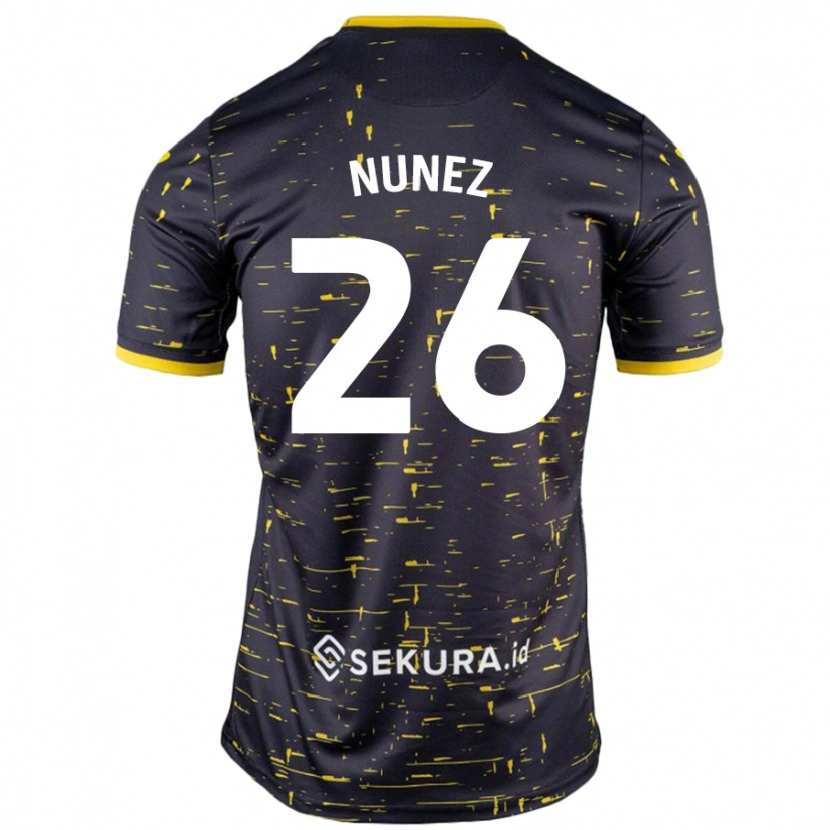 Danxen Heren Marcelino Núñez #26 Zwart Geel Uitshirt Uittenue 2024/25 T-Shirt