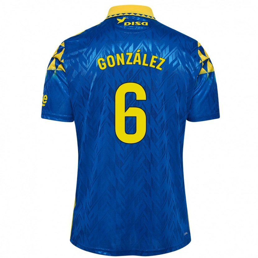 Danxen Heren Fabio González #6 Blauw Geel Uitshirt Uittenue 2024/25 T-Shirt