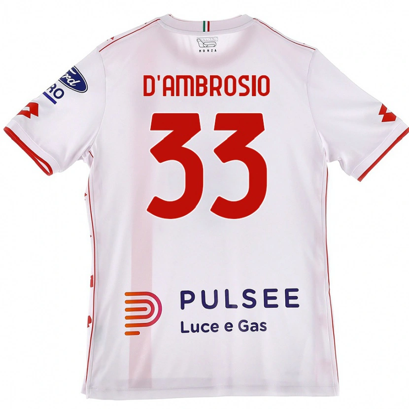 Danxen Heren Danilo D'ambrosio #33 Wit Rood Uitshirt Uittenue 2024/25 T-Shirt
