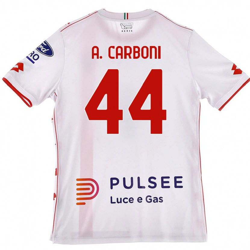 Danxen Heren Andrea Carboni #44 Wit Rood Uitshirt Uittenue 2024/25 T-Shirt