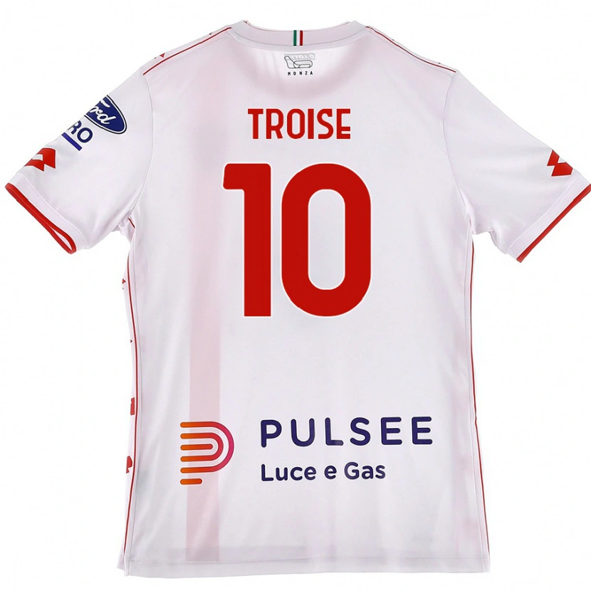Danxen Heren Antonio Troise #10 Wit Rood Uitshirt Uittenue 2024/25 T-Shirt