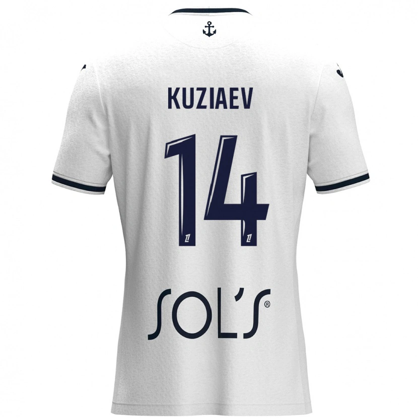 Danxen Heren Daler Kuzyaev #14 Wit Donkerblauw Uitshirt Uittenue 2024/25 T-Shirt