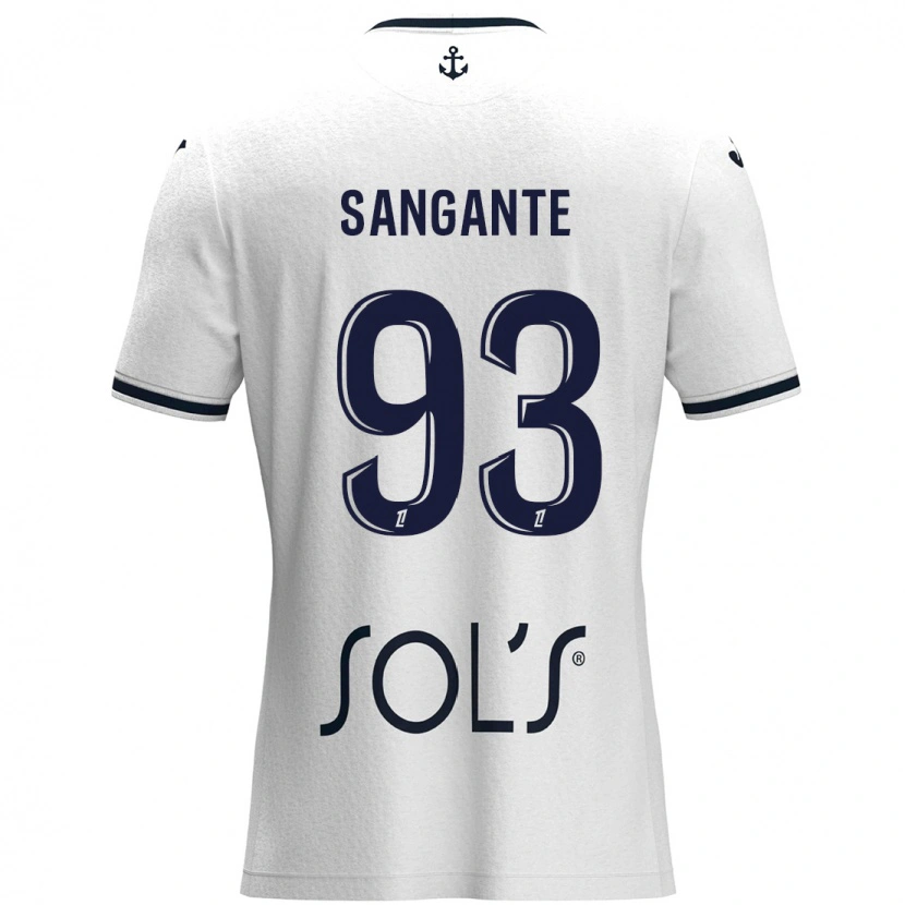 Danxen Heren Arouna Sangante #93 Wit Donkerblauw Uitshirt Uittenue 2024/25 T-Shirt