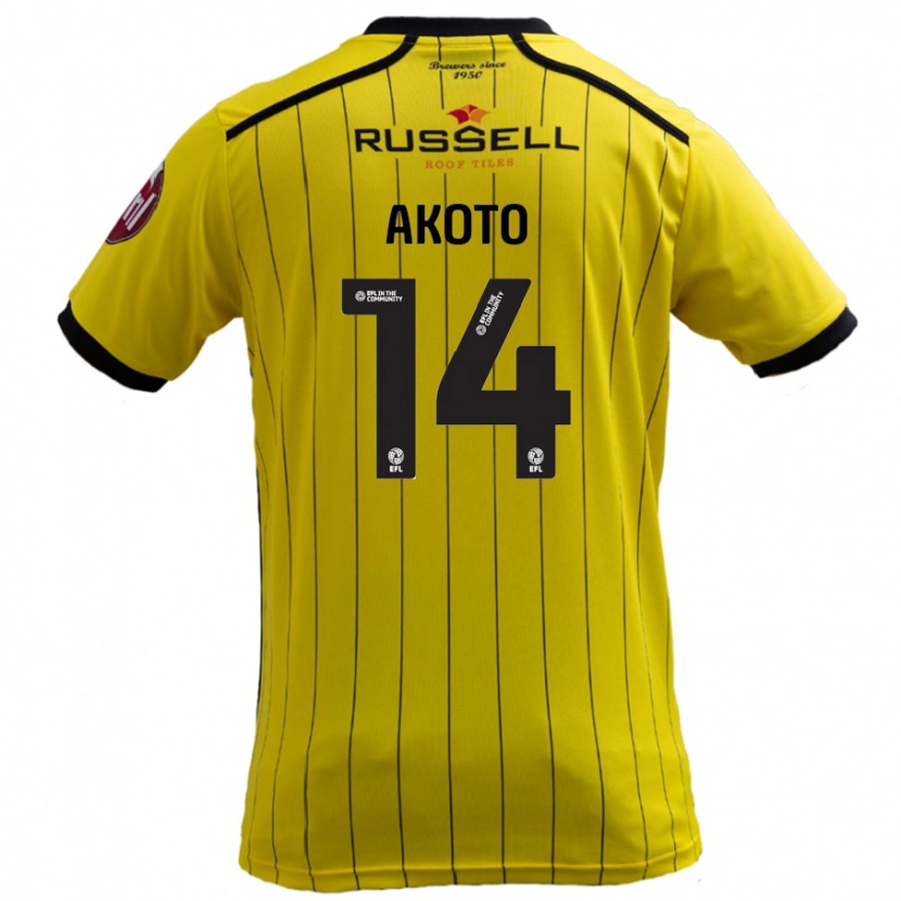 Danxen Dames Nick Akoto #14 Geel Thuisshirt Thuistenue 2024/25 T-Shirt