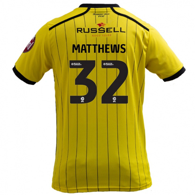 Danxen Dames Daniel Matthews #32 Geel Thuisshirt Thuistenue 2024/25 T-Shirt