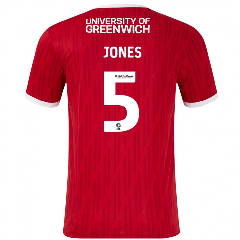 Danxen Dames Lloyd Jones #5 Rood Wit Thuisshirt Thuistenue 2024/25 T-Shirt