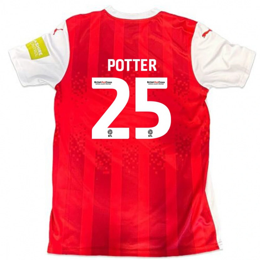 Danxen Dames Finley Potter #25 Rood Wit Thuisshirt Thuistenue 2024/25 T-Shirt
